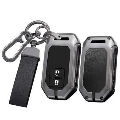 Ontto Suzuki Key Case, Key Cover, Key Holder, Alloy + Leather, Stylish, Jimny, Spaci,
