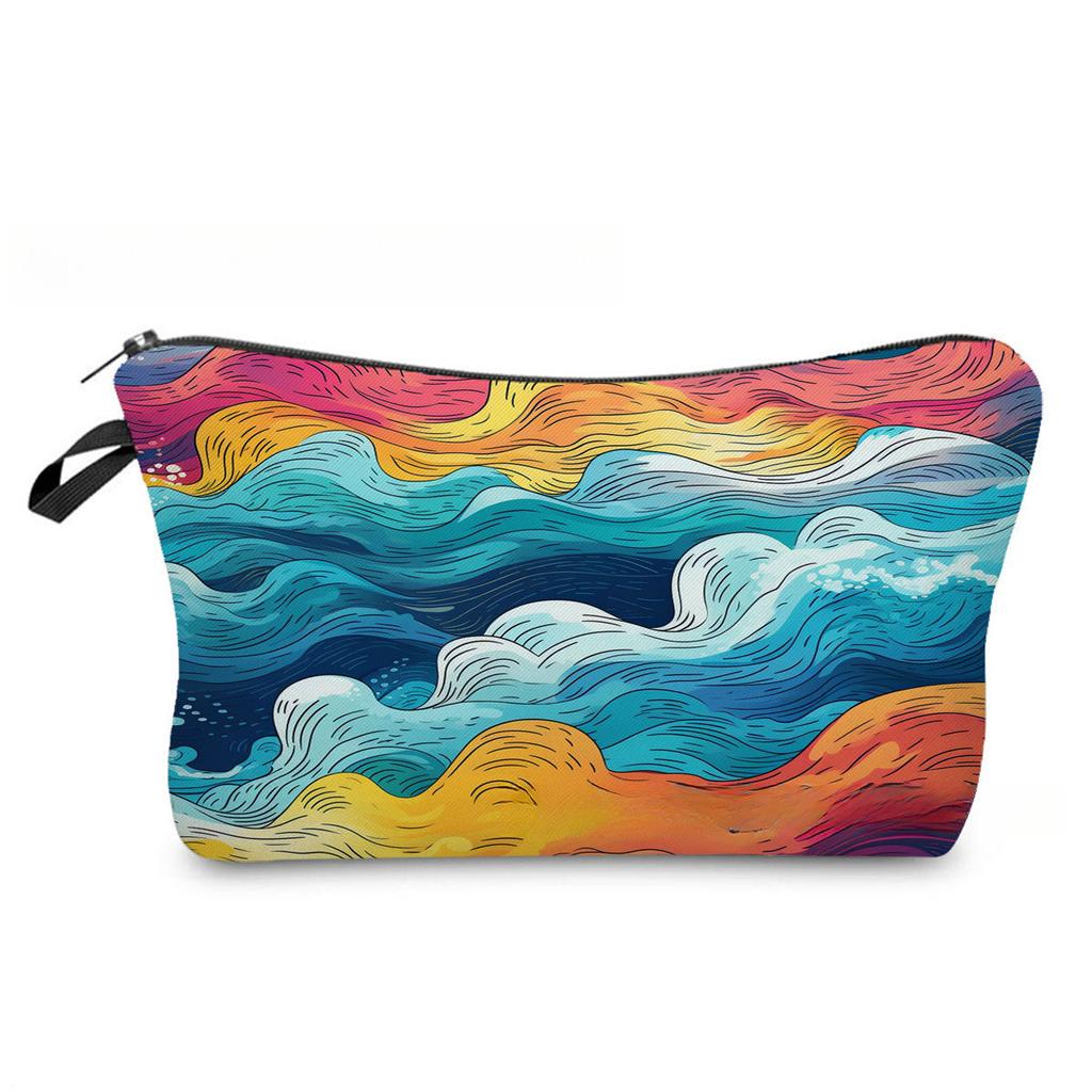 Women Abstract lines Print Cosmetic Bag Toiletries Organize Travel Storage Case 6858