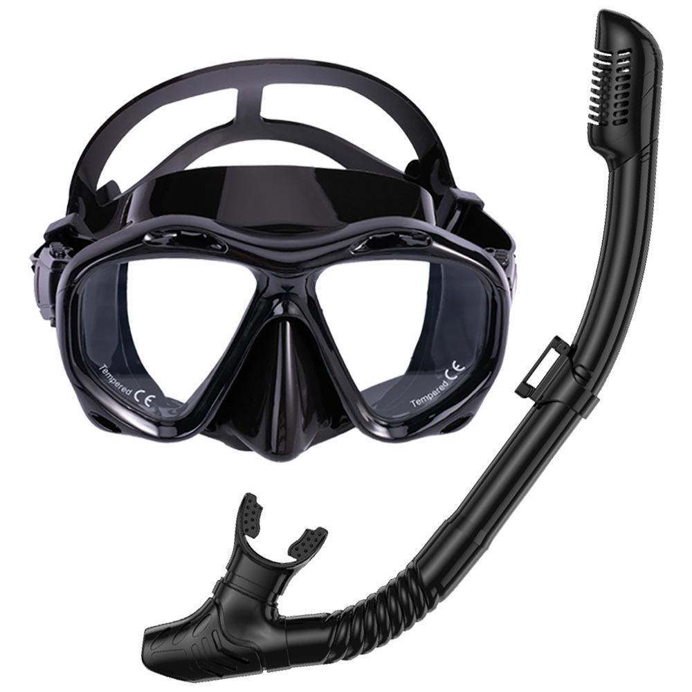 Professional snorkeling high definition swimming tempered glass large frame mask set
