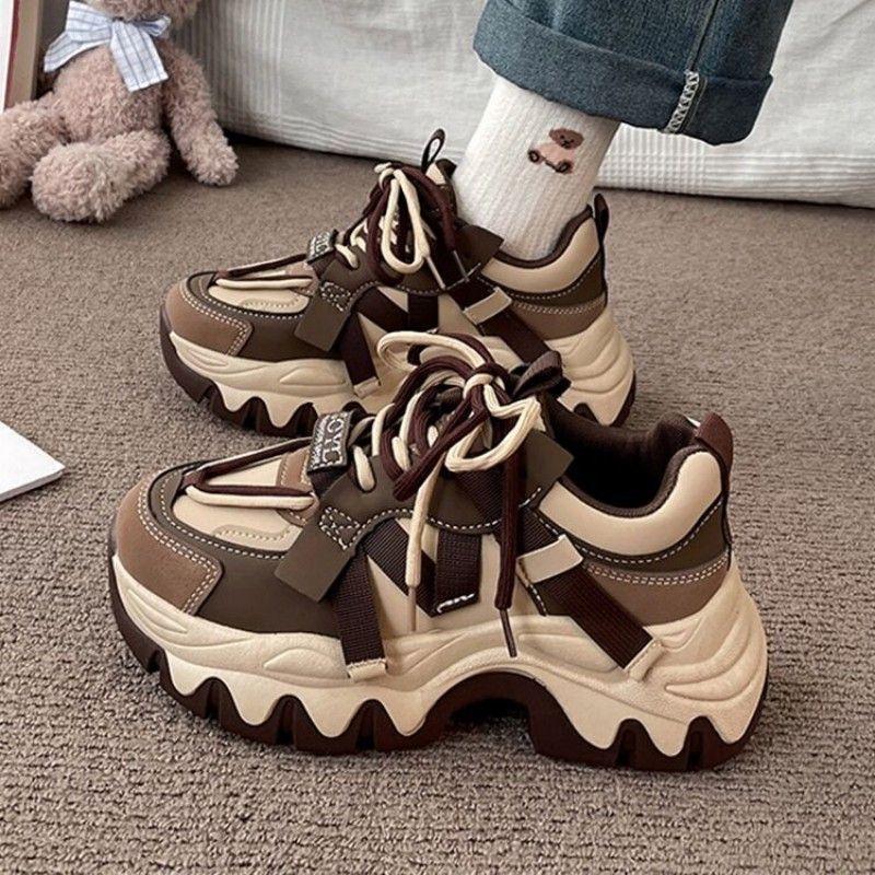 Spring Autumn Women's Sports Shoes Thick-Soled Dad Sneakers