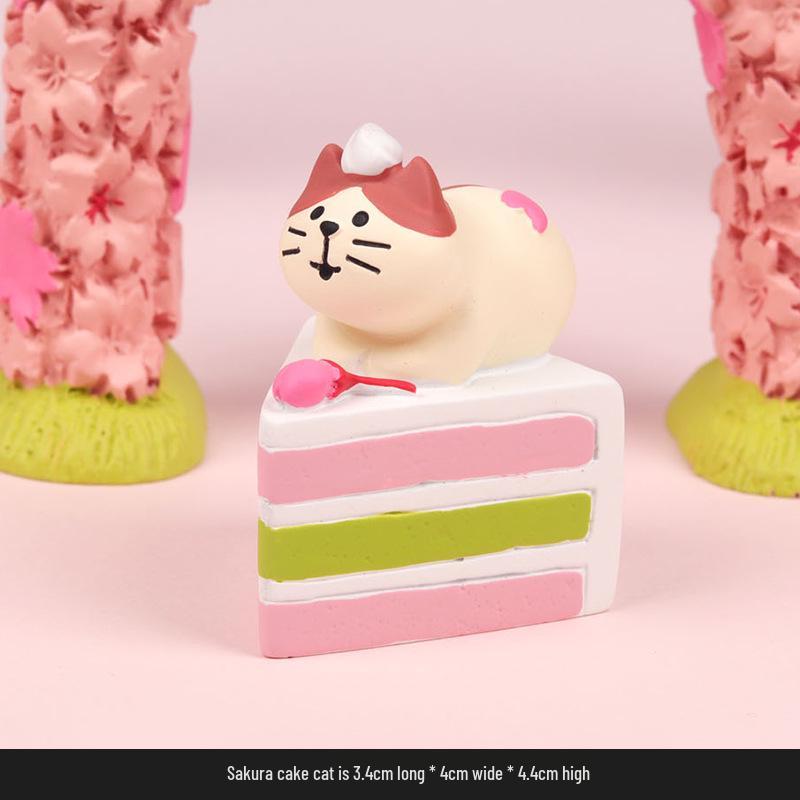 Handmade Japanese Zakka Cat Ornaments: Cute Cherry Blossom Resin Decor for Home