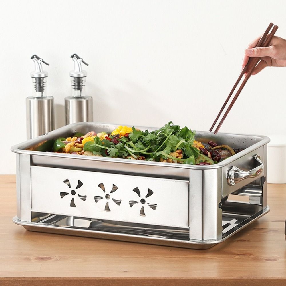 Stainless Steel Rectangular Fish Grill Heavy-Duty Thickened Grilled Fish Stove Ventilated Rectangular Fish Dish Household