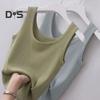 Women Vest Round Neck Sleeveless Slim Fit Tank Tops Solid Color Ribbed Lightweight Sports Gym Vest Daily Wear