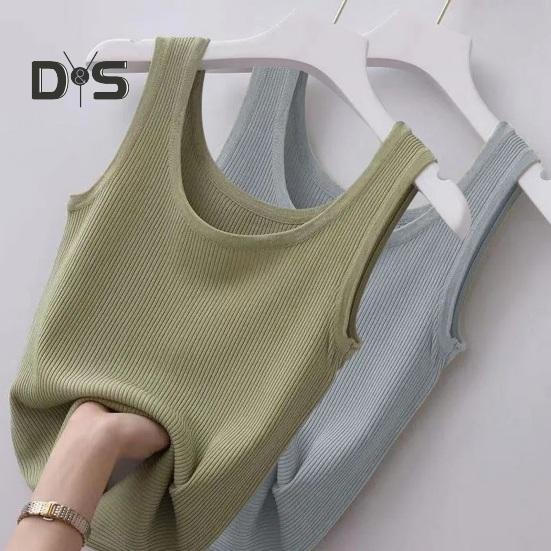 Women Vest Round Neck Sleeveless Slim Fit Tank Tops Solid Color Ribbed Lightweight Sports Gym Vest Daily Wear