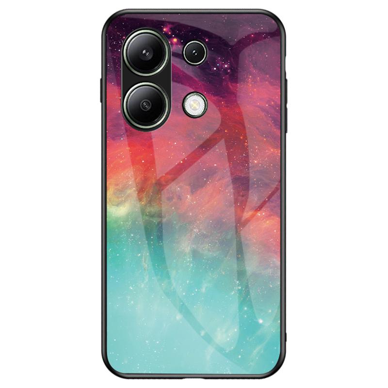 

For Xiaomi Redmi Note 13 4G Case Starry Sky Pattern Printing Tempered Glass Phone Cover Color Starry Sky