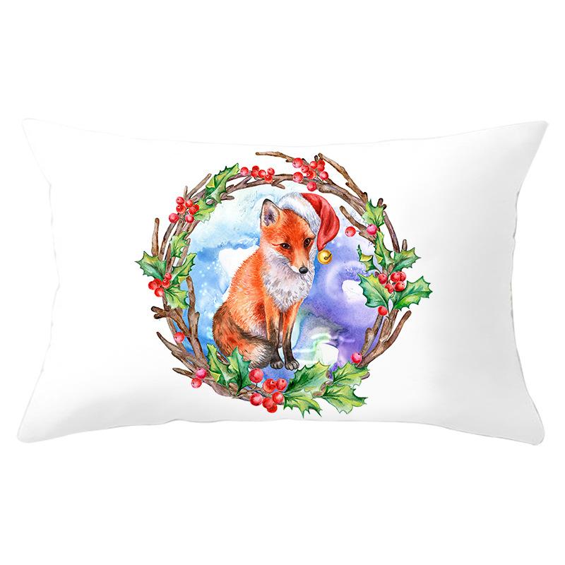 Simple Cartoon Print Series Christmas Waist Pillowcase Peach Skin Printed Pillowcase Home