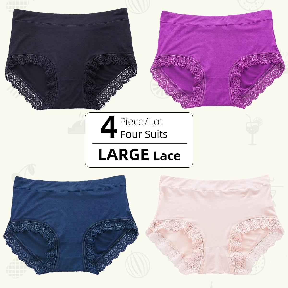 

4-5 шт./лот, женские трусики со средней и высокой талией, хлопковые кружевные трусики с промежностью, дышащий животик, большие размеры, женские треугольные брюки, нижнее белье, трусы 3XL