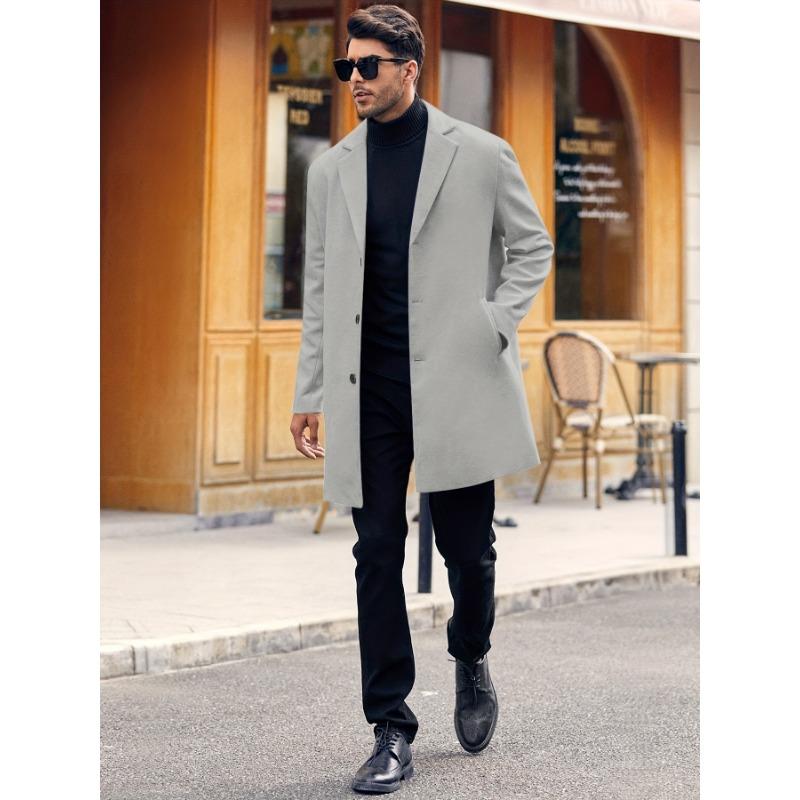 Male Streetwear Jackets Man's Solid Color Casual Outerwear And Coats Single Breasted Lapel Wool Men's Jacket For Spring Winter