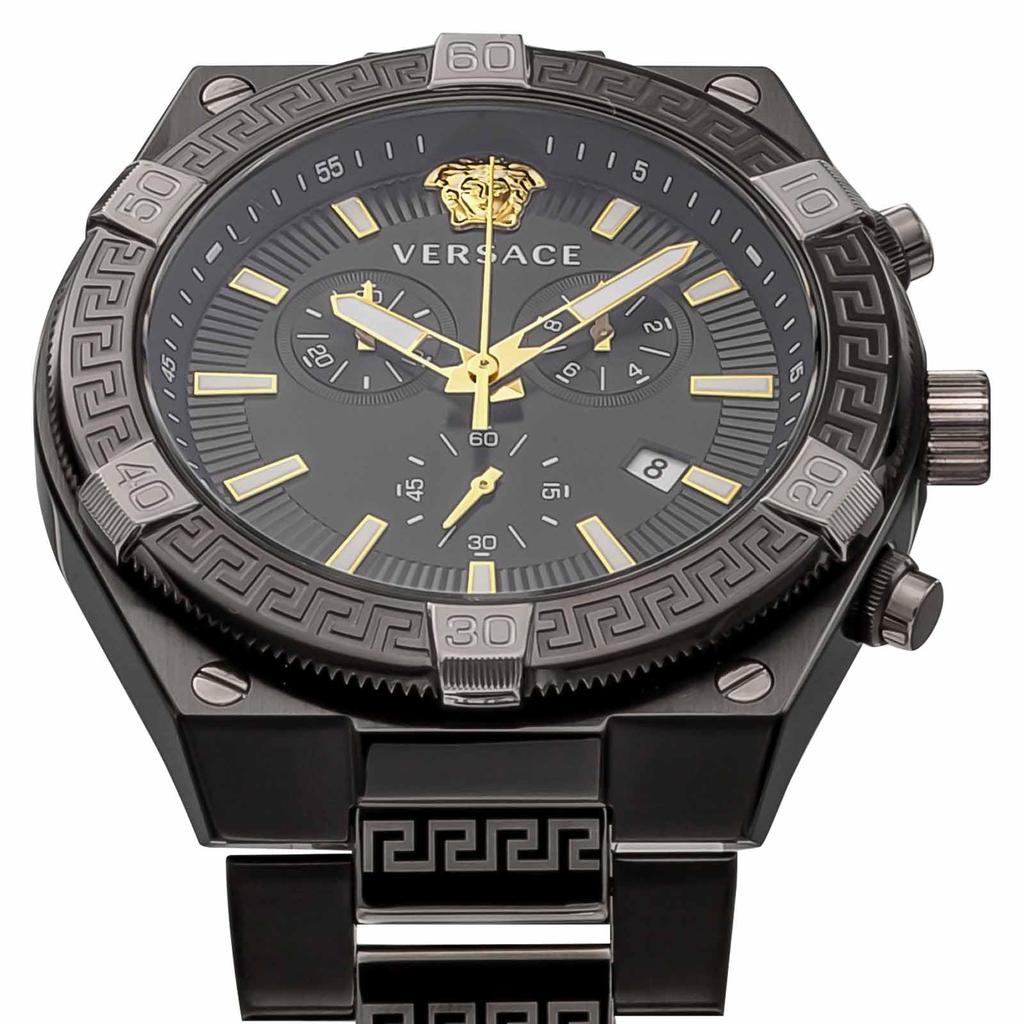 Watch SPORTY GRECA Black Dial Quartz Daily Waterproof Sapphire Glass 46mm VESO01022 Black [Versace] Men's [Item]