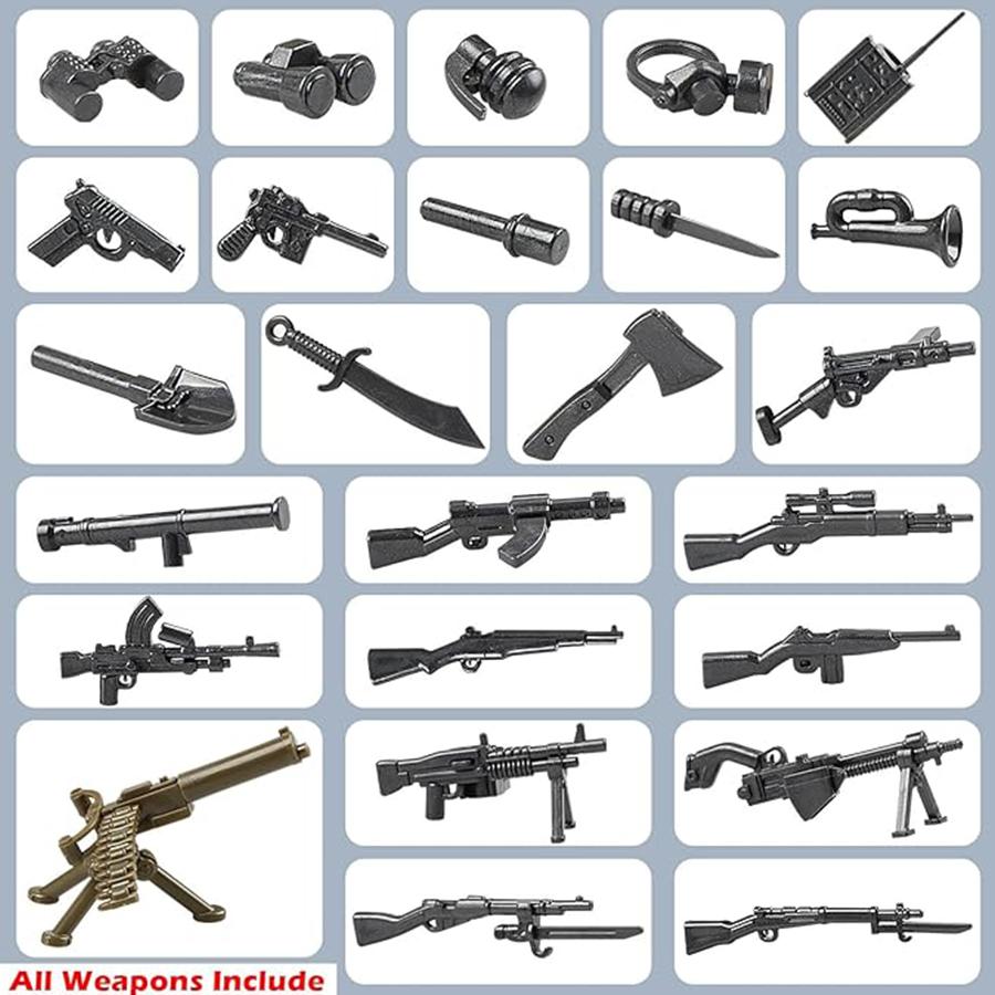 Non-Toxic Upgraded Military Base Building Block Sets Ww2 Army Models Mini Army Supplies Guns Kids Toys Children Toys