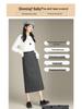2025 Korean Grey Polka Dot Wool A-Line Skirt: Women's Autumn/Winter Straight Cut, Mid-Length with Back Slit