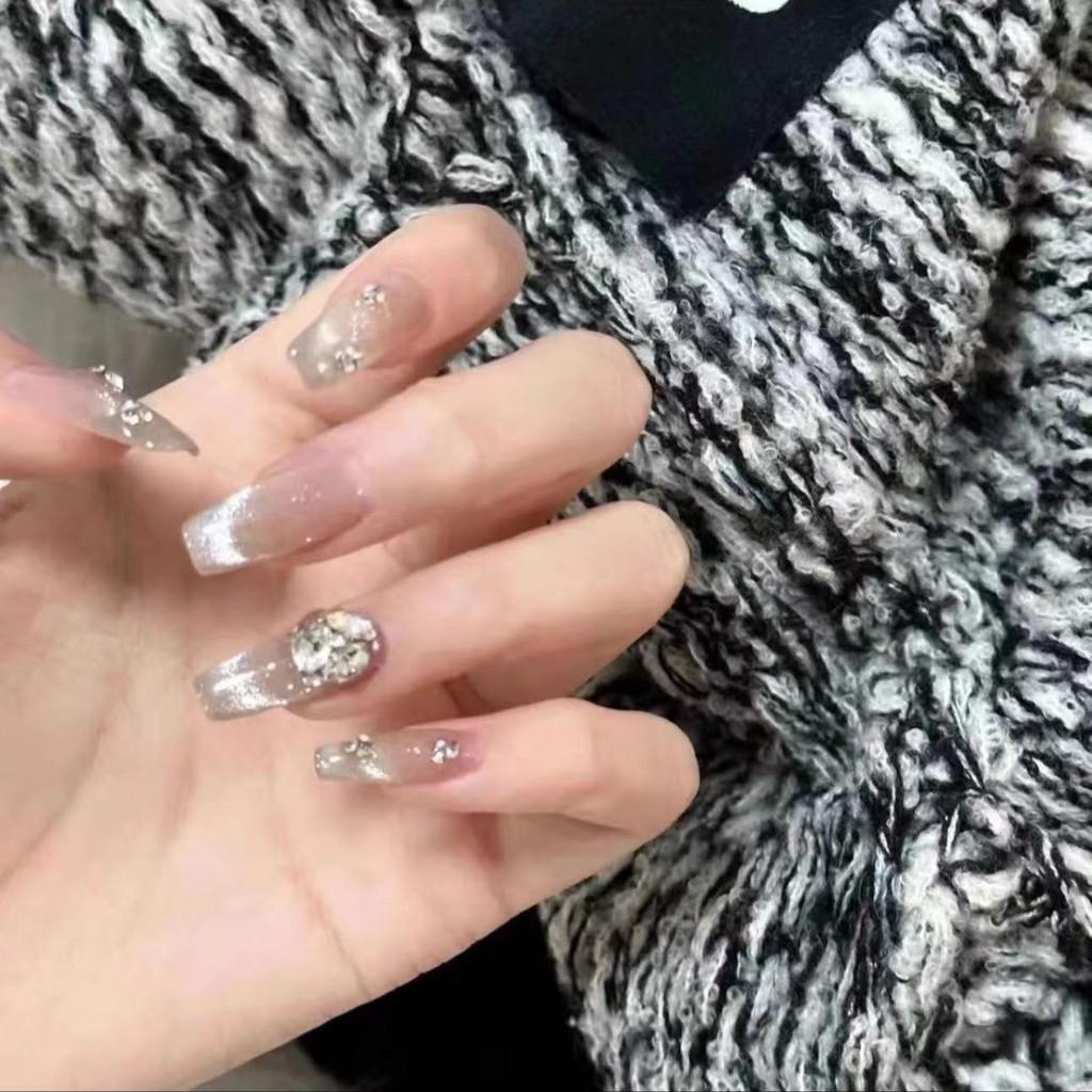 Hand Cats Eye Wearing Nail Art Water Diamond Nude Color Whitening Patch Nail