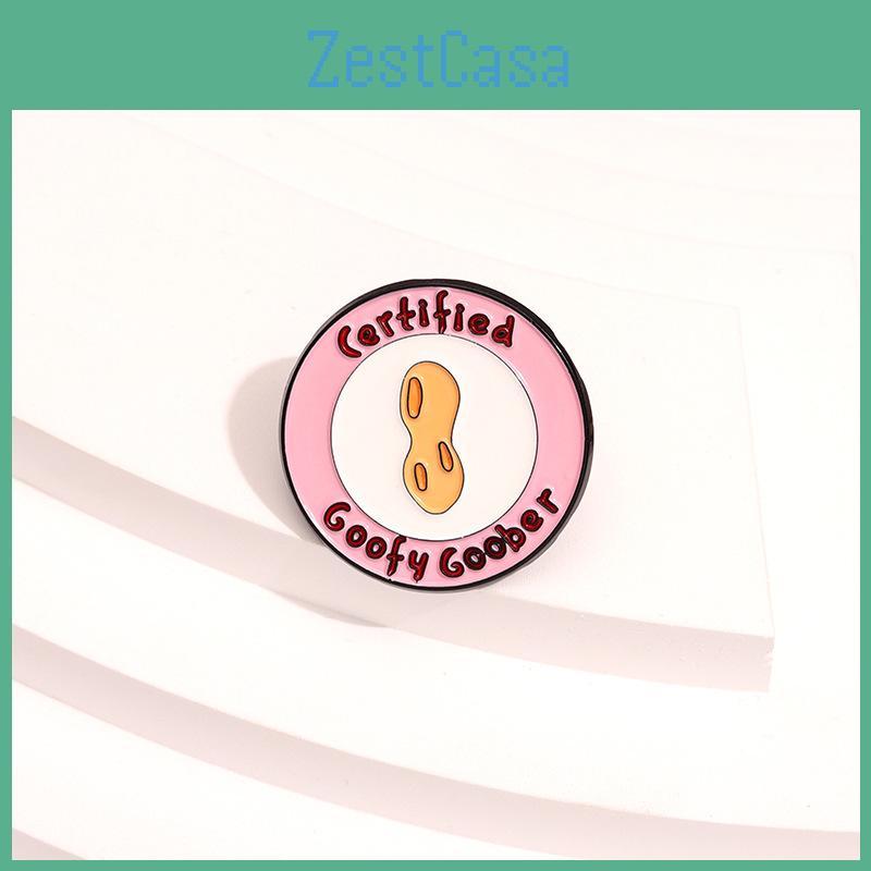 Trendy Geometric Pink Cartoon Brooch With Letter Certification And Fun Motif Peanut