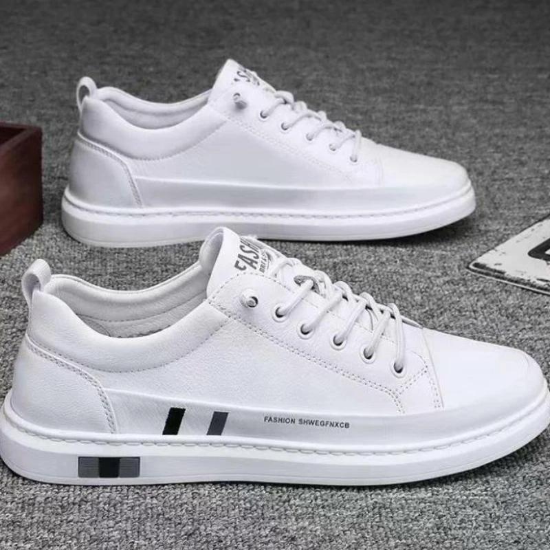 Fashion Thick Sole Lace Up Men's Leather Shoes Round Toe Non Slip Fashion 2025 Social Footwear Offer Low Price Common Male Casual Shoe