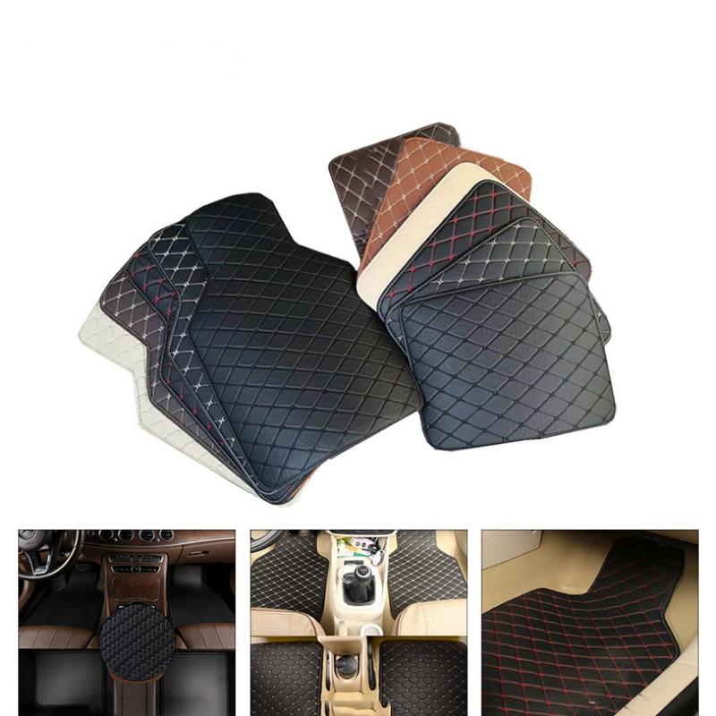 4pcs Car Floor Mats Waterproof PU Leather Universal Car Mats, Simple Design For Men And Women, Car Interior Accessories