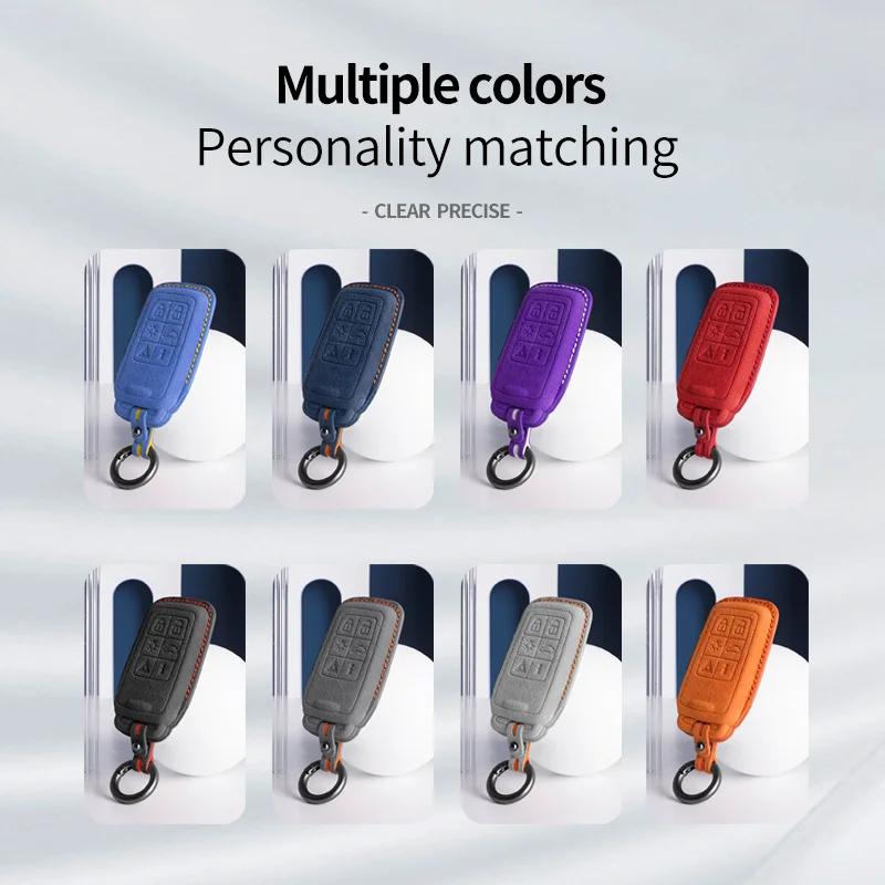 Alcantara For Volvo S90 S60 XC60 XC40 XC90 V60 V90 Car Key Case Holder Cover Shell Suede Keychain Protector Accessories
