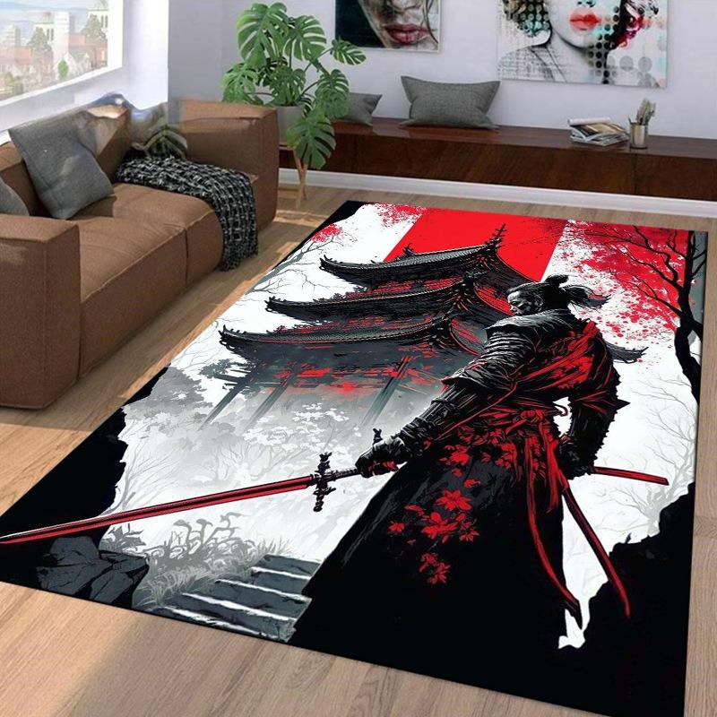 Samurai Spirits Large Carpet for Living Room Creative Retro Oriental Doormat Carpet Bedroom Home Decor Non-slip Floor Play Mat