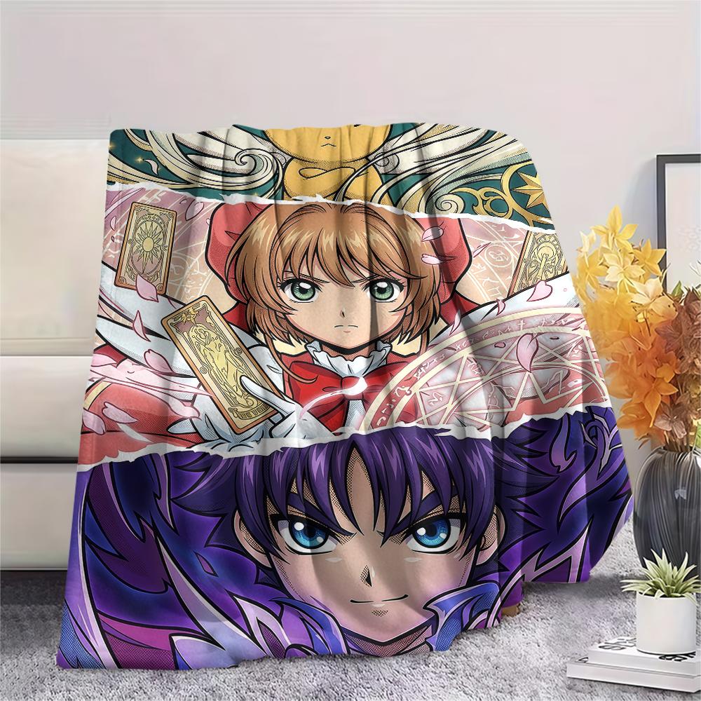 Cardcaptor Sakura splicingPrint Flannel Blanket, High Quality Comfortable for All Seasons, Home Decor, Warmth and Comfort