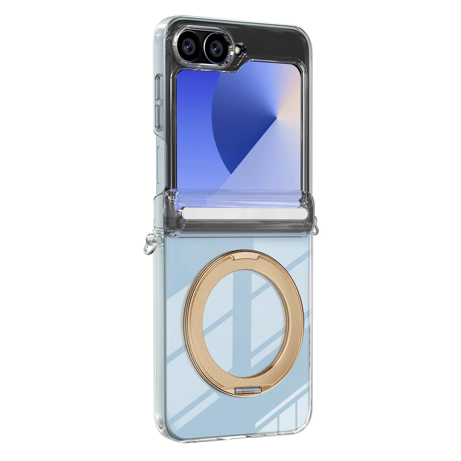 

For Samsung Galaxy Z Flip5 5G Kickstand Crystal Magnetic Case TPU PC Phone Cover Magnetic Hinge Protection
