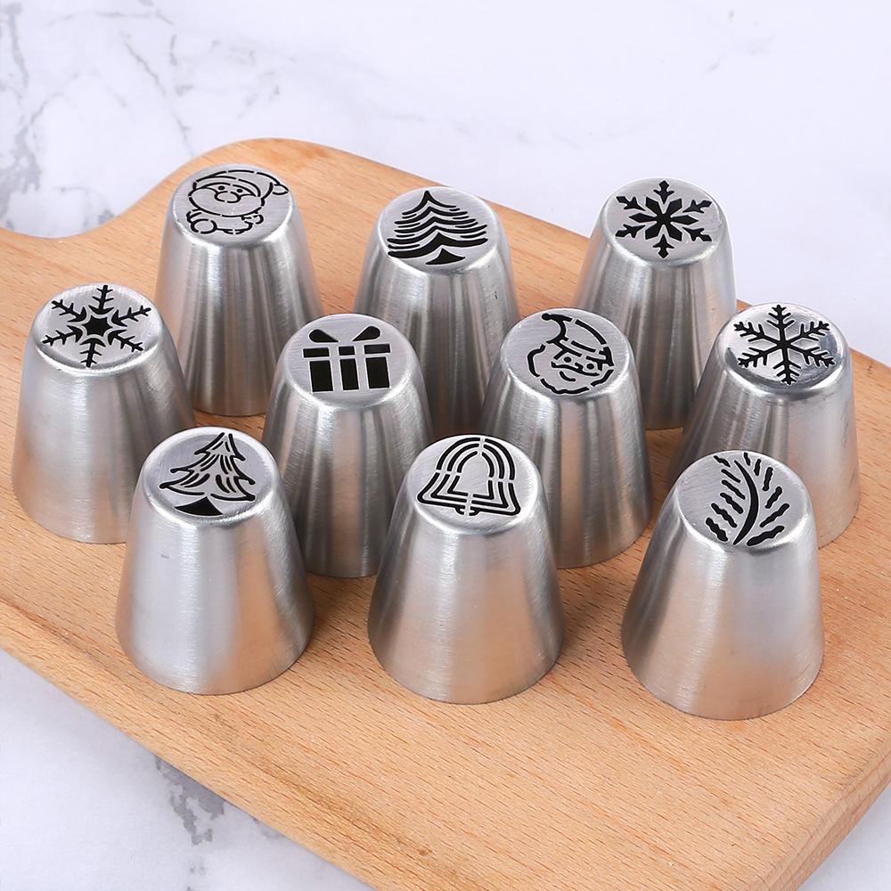 10Pcs Russian Piping Tips Set Christmas Cake Decorating Tools Nozzles Piping Icing Tips for Cake Cupcake Cream Muffins