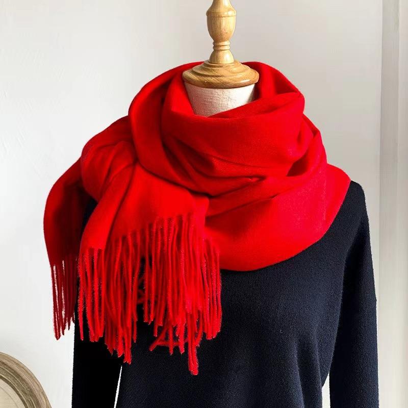 Autumn and winter new Maillard imitation cashmere plaid scarf women's winter senior sense versatile shawl thickened warm scarf