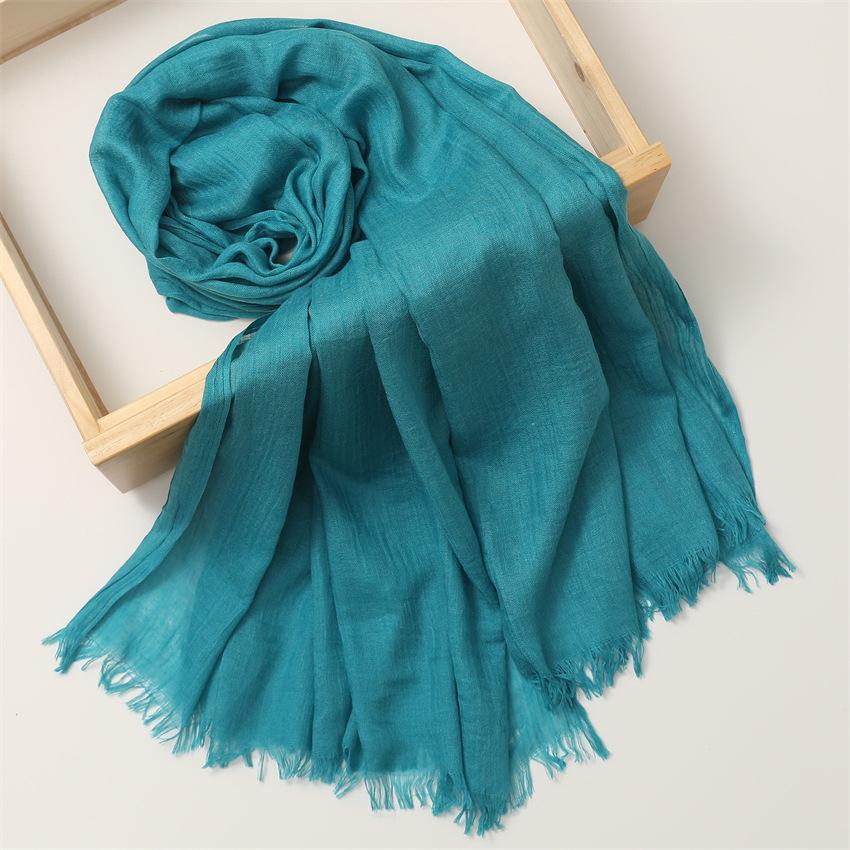 Foreign Trade Silk Scarf Cotton And Linen Headscarf Women'S Spring And Summer Solid Color Japanese And Korean Scarf Sun Protection Warm Shawl Hair