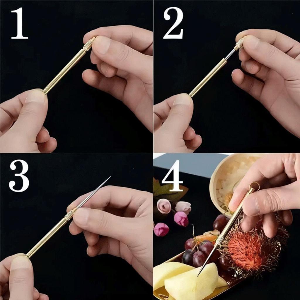 Cigar Puncher Brass Portable Titanium Alloy Toothpick Combination All-in-one Toothpick Tube Portable Simple Fruit Signatures