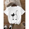 Summer Fashion Short-Sleeve Women'S Clothing Made of Pure with a Cartoon Cat Print