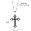 Large Gothic Cross Drill Pendant Jewelry Necklace Silver Color Red Tone Punk Jewellery Fashion Charm Statement Women Gift