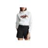 Polo Ralph Lauren FW23 Three Pony Embroidered Pattern Long Sleeve Fleece Hoodie Women Hoodies White WMPOKNIN6820188-100