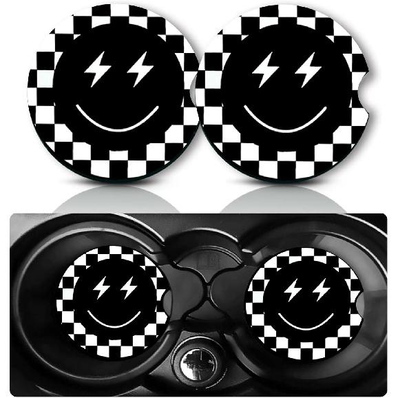 Car Coasters for Cup Holders,2 PCS Universal Non-Slip Black Leopard Print Car Coasters,2.75" Rubber Mat,Leopard Cars Accessories Cup Drink Holder