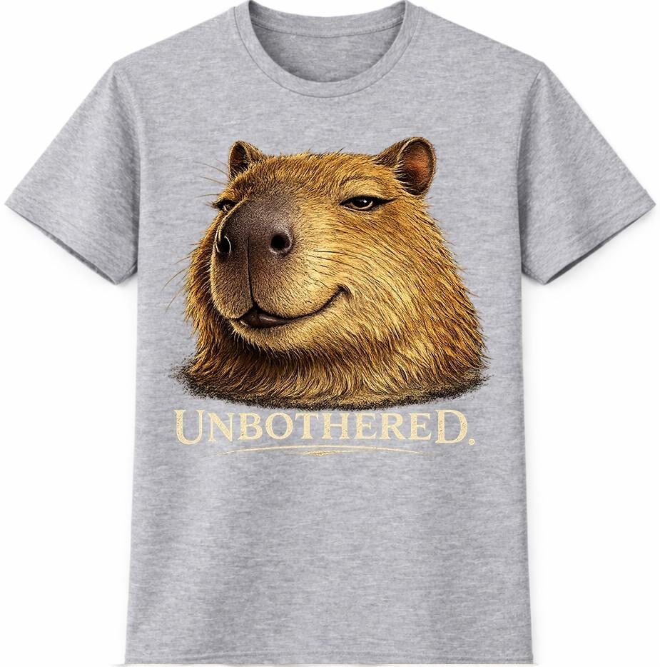 Capybara T Shirt Unbothered Funny Relaxed Meme Animal Graphic Tee Casual Top