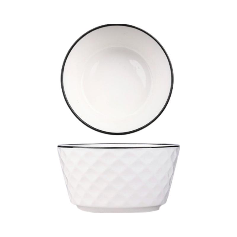 8-Inch Large Ceramic Noodle and Soup Bowl - High-End Household Cutlery for Personal Use