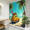 Tropical Beach Theme Car Surfboard Shower Curtain-Vibrant Decorative Bathroom Decorative Shower Curtain 12 Hooks,180X180Cm