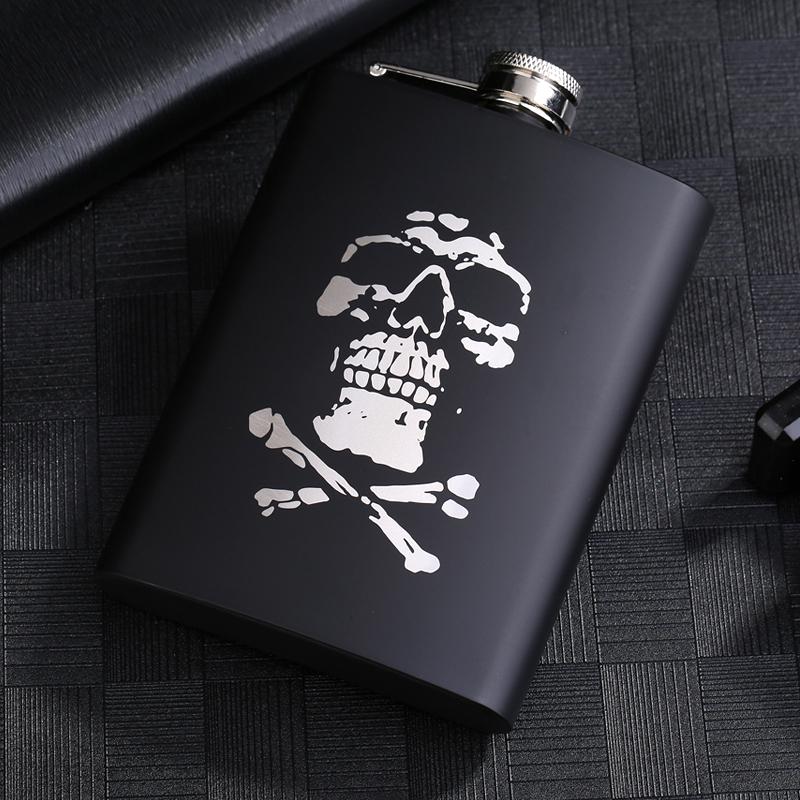 8 OZ Ounces Black Matte Metal Gift Stainless Steel Hip Flask Flagon Alcohol Bottle Whisky Vodka Laser Engraved LOGO Custom Made