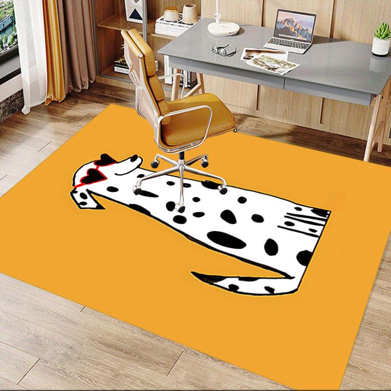 1PC Dalmatian Heart-shaped Non-Slip Floor Carpet Compatible for Office&Living Room&Bedroom&Dining Room - Flat-Weave Machine-W272