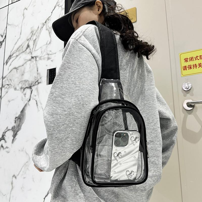 Clear Chest Bag Women Men Waterproof Transparent PVC Crossbody Travel Pouch Outdoor Sports Phone Sling Shoulder Bag Daypack Sac