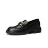Platform loafers women's summer 2025 new one-pedal women's shoes spring and autumn British style small leather shoes black single shoes