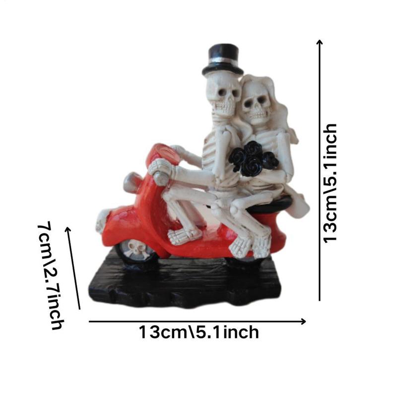 

Skeleton Couple Figurine Resin Sculpture Skeleton Riding Motorcycle Tabletop Display Crafts Collectible Skulls Statue