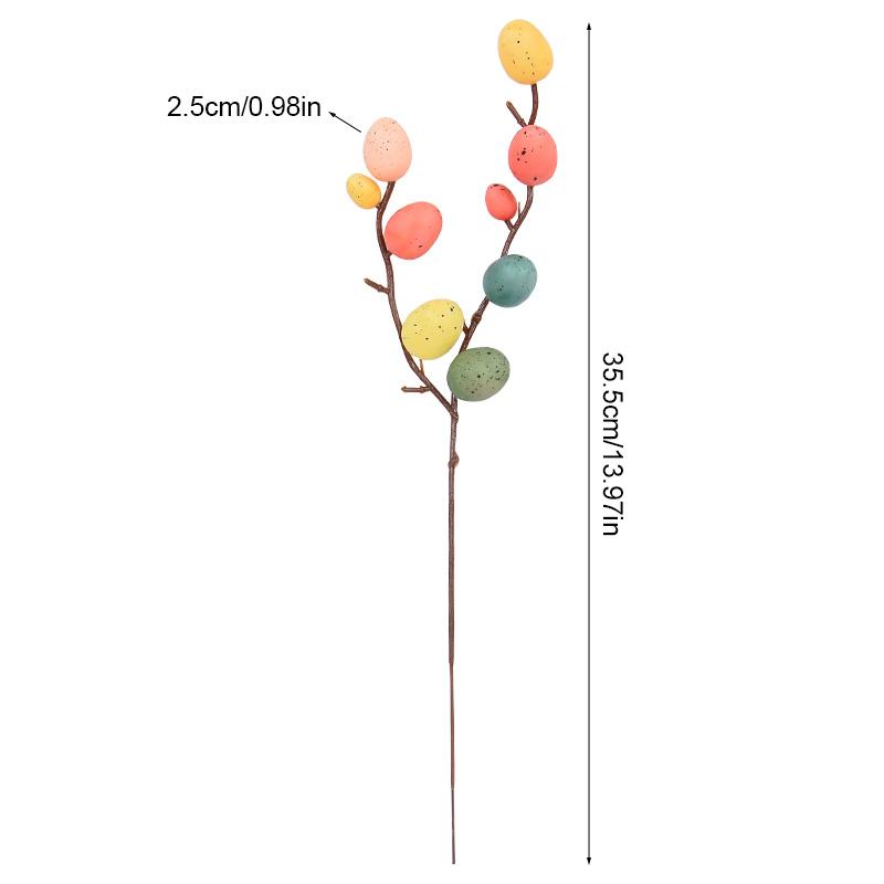 Easter Egg Tree Branches Colorful Painting Foam Egg Flower Fake Plant Spring Easter Decoration for Home Wedding Party Vase Decor