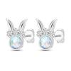 Silver 925 Flower Crown Rabbit Stud Charming Fashion Earring Fine Jewelry for Women Gift