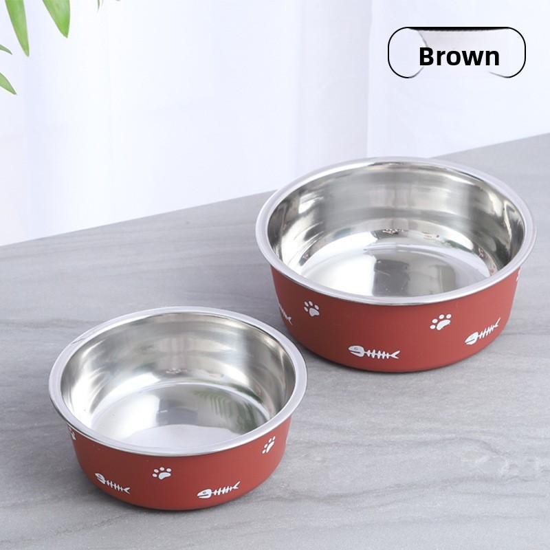 New Double-layer Thickened Floor-absorbing Dog Bowl with Anti-slip Feature - Pet Bowl Made of Stainless Steel, Suitable for Dogs and Cats