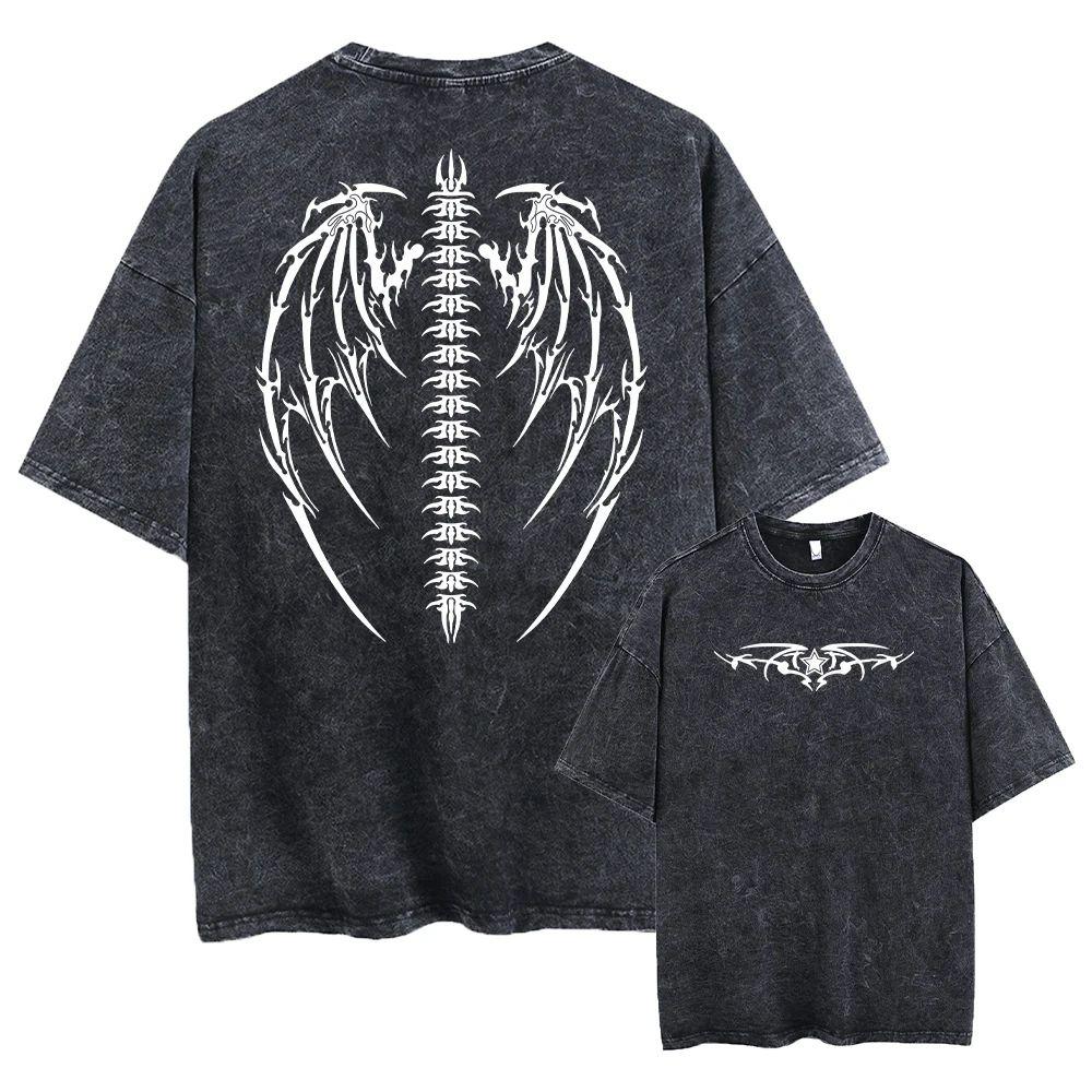 Arrival Mens Clothes Tee Shirt Homme Graphic T-Shirts Men for Men Ropa Hombre Wings Printed Washed Mens T-Shirt S