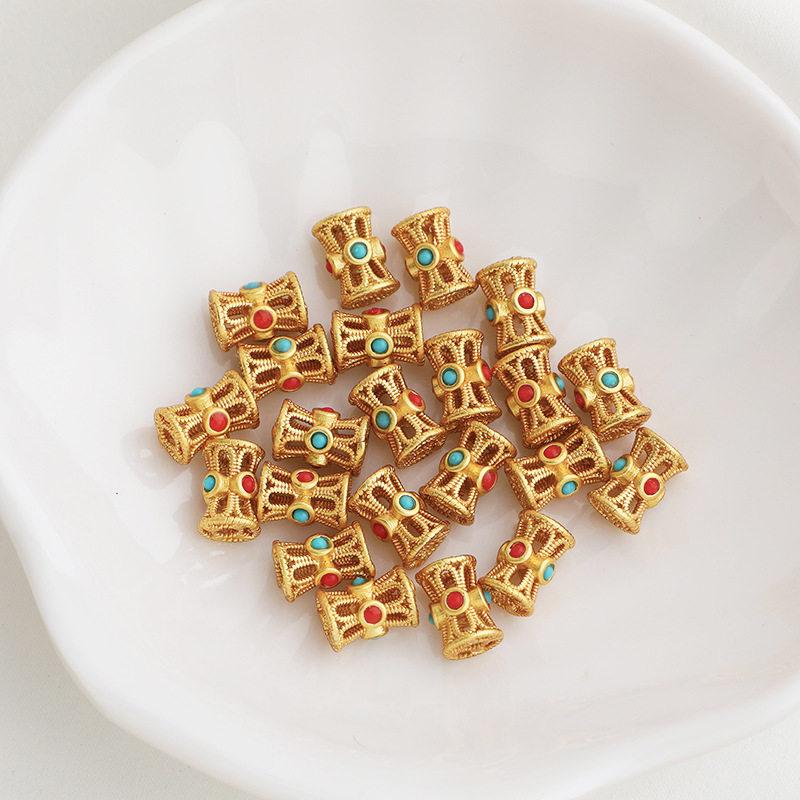 Gold-Plated Red Turquoise Beads for DIY Jewelry