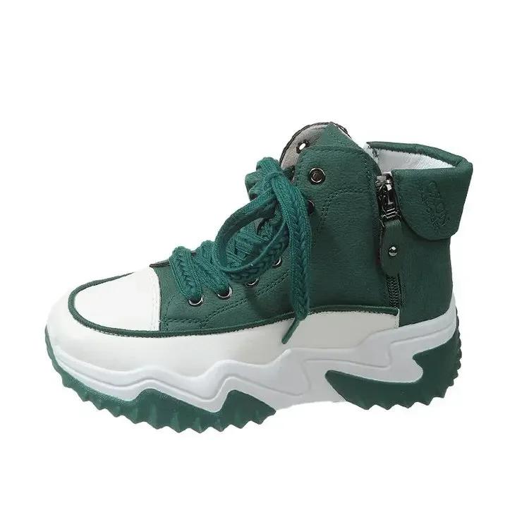 Fashion 2025 Winter Women's High-top Inner Elevation Wedge Heel Double Zipper Women's Platform Casual Ankle Boots