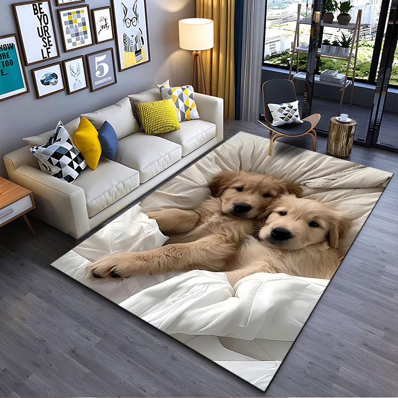 Golden Retriever Puppy Duo Suitable As a Non-slip Mat for the Living Room or Bedroom Sofa