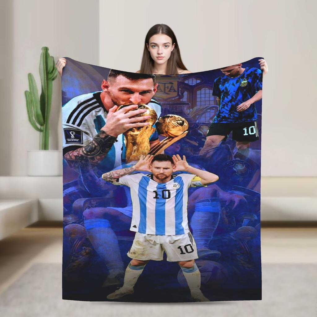 Argentina Number 10 Football Soccer Flannel Blanket Messied Awesome Throw Blanket for Home Hotel Sofa 150*125cm Bedspread