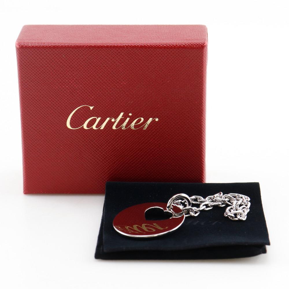 Cartier Heart Key Ring Bag Charm Silver Metallic Heart Women Used