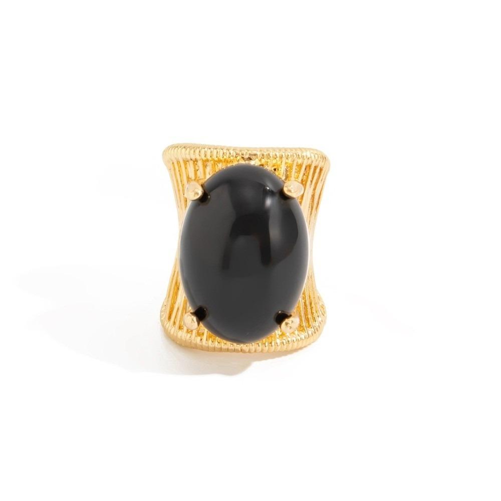 

Elegant Light Luxury Vintage Bohemian Ring Irregular Charm Metal Resin Ring Exaggerate Rhinestone Finger Rings Women Men чёрный
