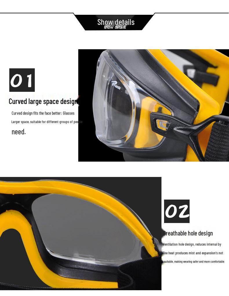 Luoka Impact-Resistant Safety Goggles: Dust, Wind, Sand, Chemical, Acid, Alkali, Spray, Splatter, Grinding Protection